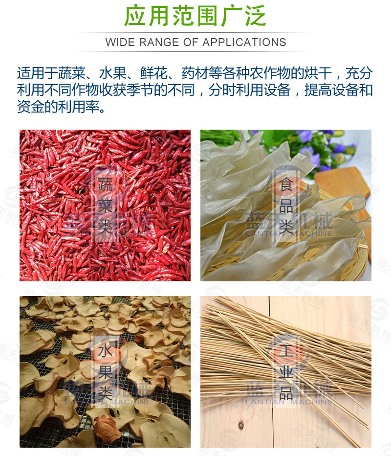 大型辣椒烘干機應用范圍
